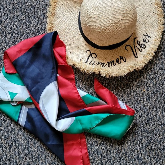 100% Silk Golf Club Scarf Made in Italy Approximately 30 x 30 Mid-Century VTG